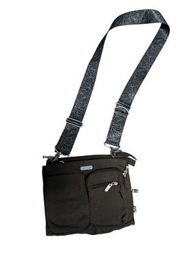 Bagallini Brown Crossbody Bag with Patterned Shoulder Strap